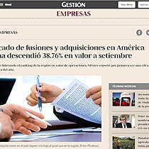 Mercado de fusiones y adquisiciones en Amrica Latina descendi 38.76% en valor a septiembre